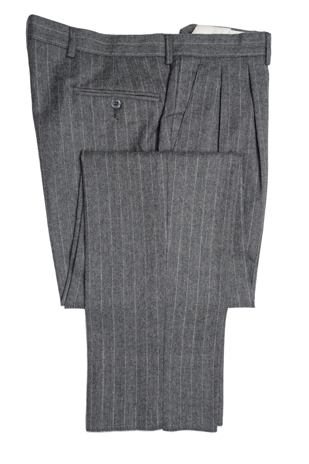 Mid Grey Flannel Chalkstripe Trousers