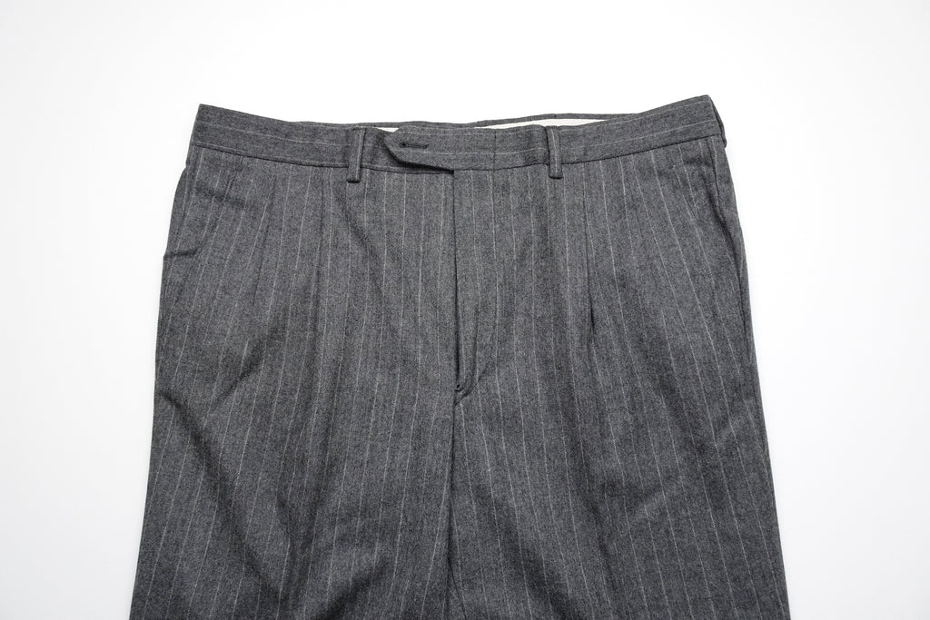 Mid Grey Flannel Chalkstripe Trousers