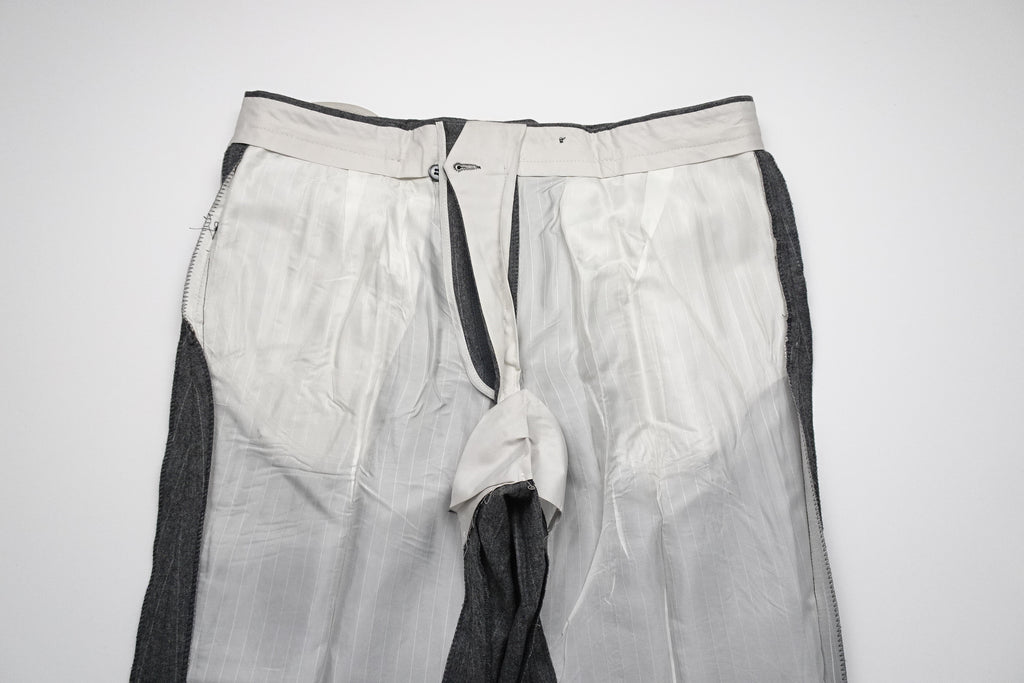 Mid Grey Flannel Chalkstripe Trousers