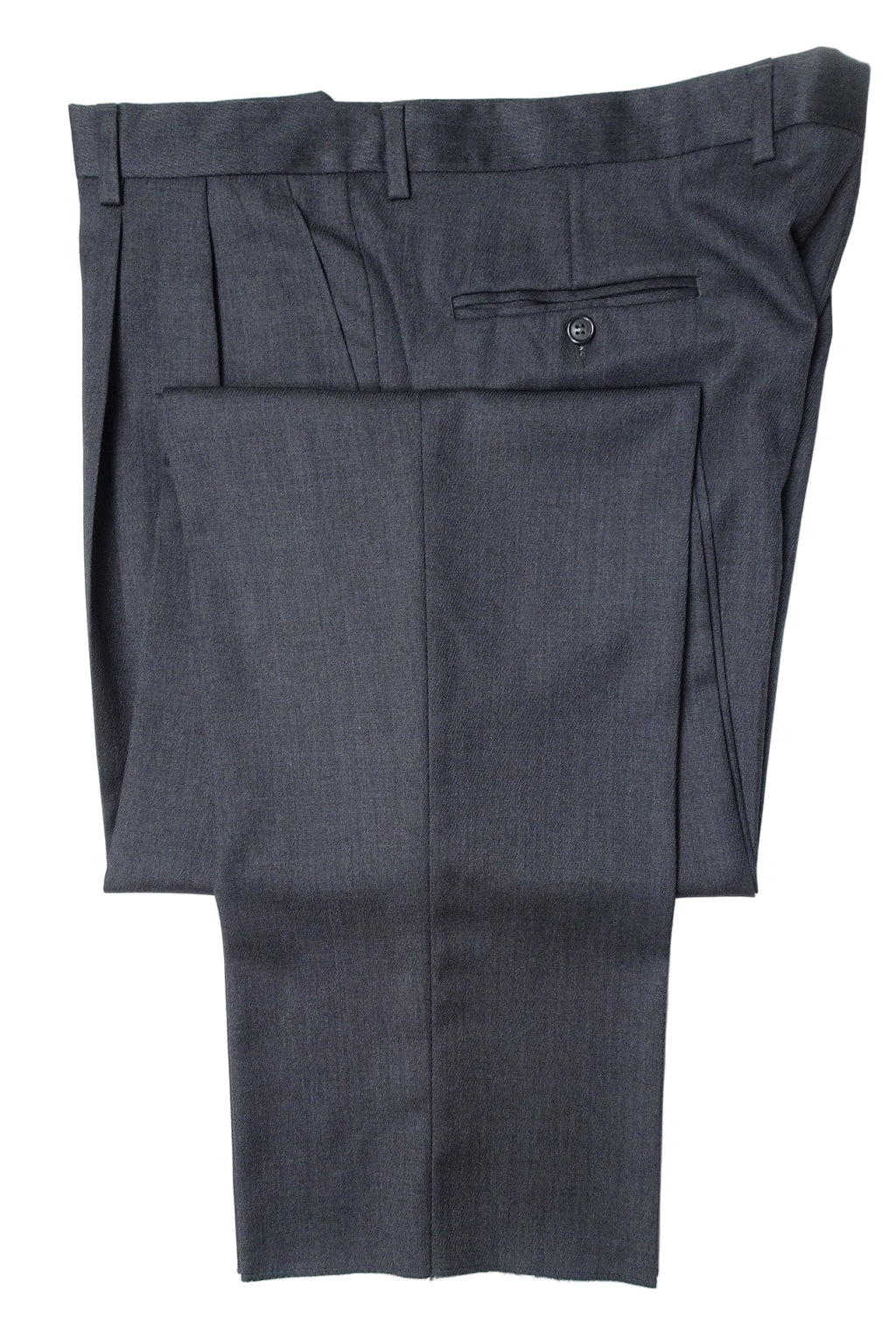 Mid Grey Worsted Wool Trousers EU58/W42