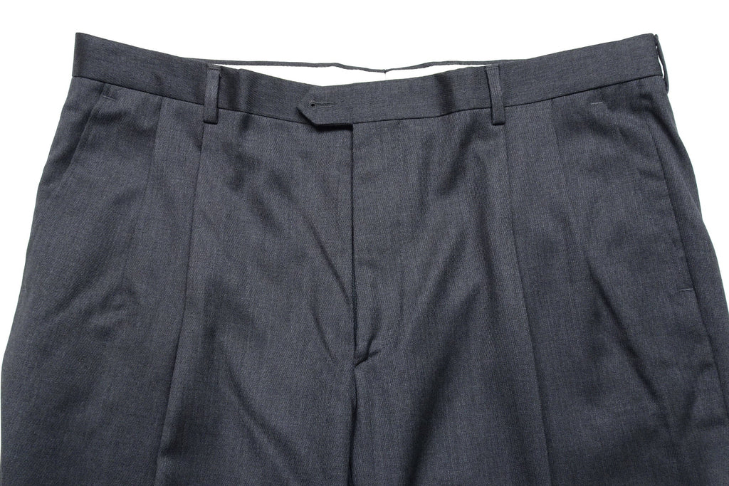 Mid Grey Worsted Wool Trousers EU58/W42