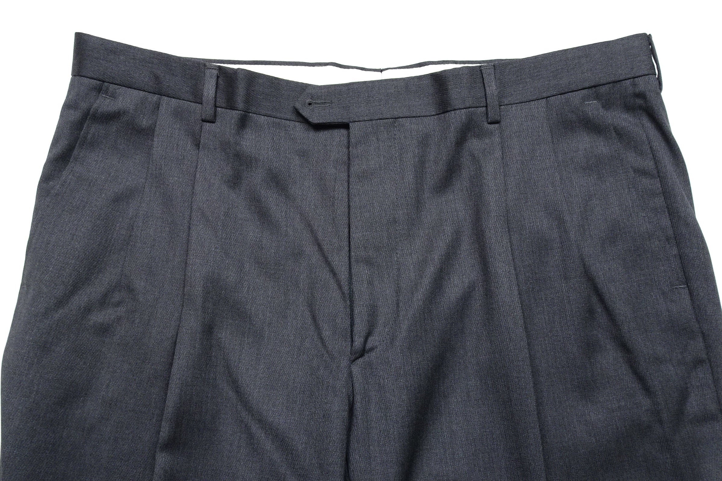 Mid Grey Worsted Wool Trousers EU58/W42