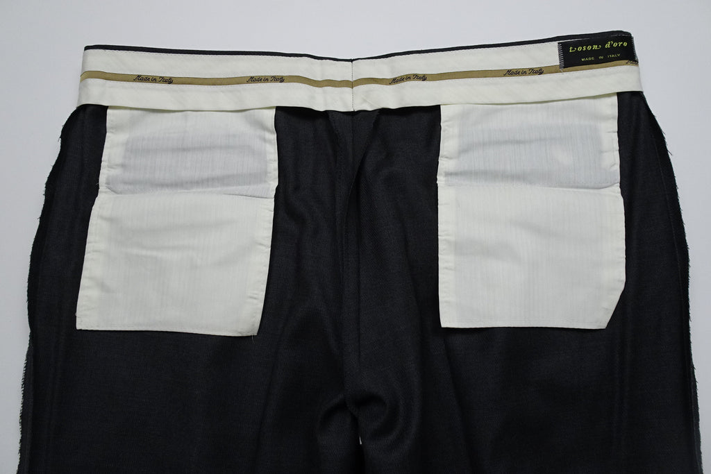 Mid Grey Worsted Wool Trousers EU58/W42