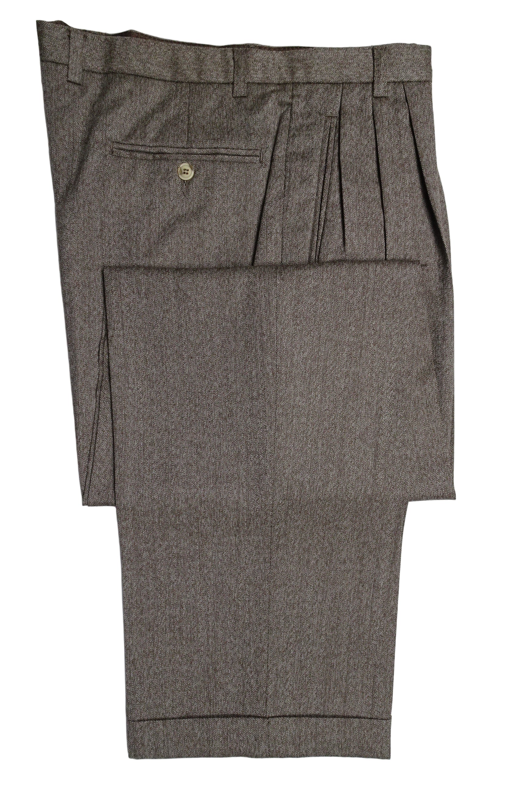 Mid Brown Worsted Wool Trousers EU50/W34