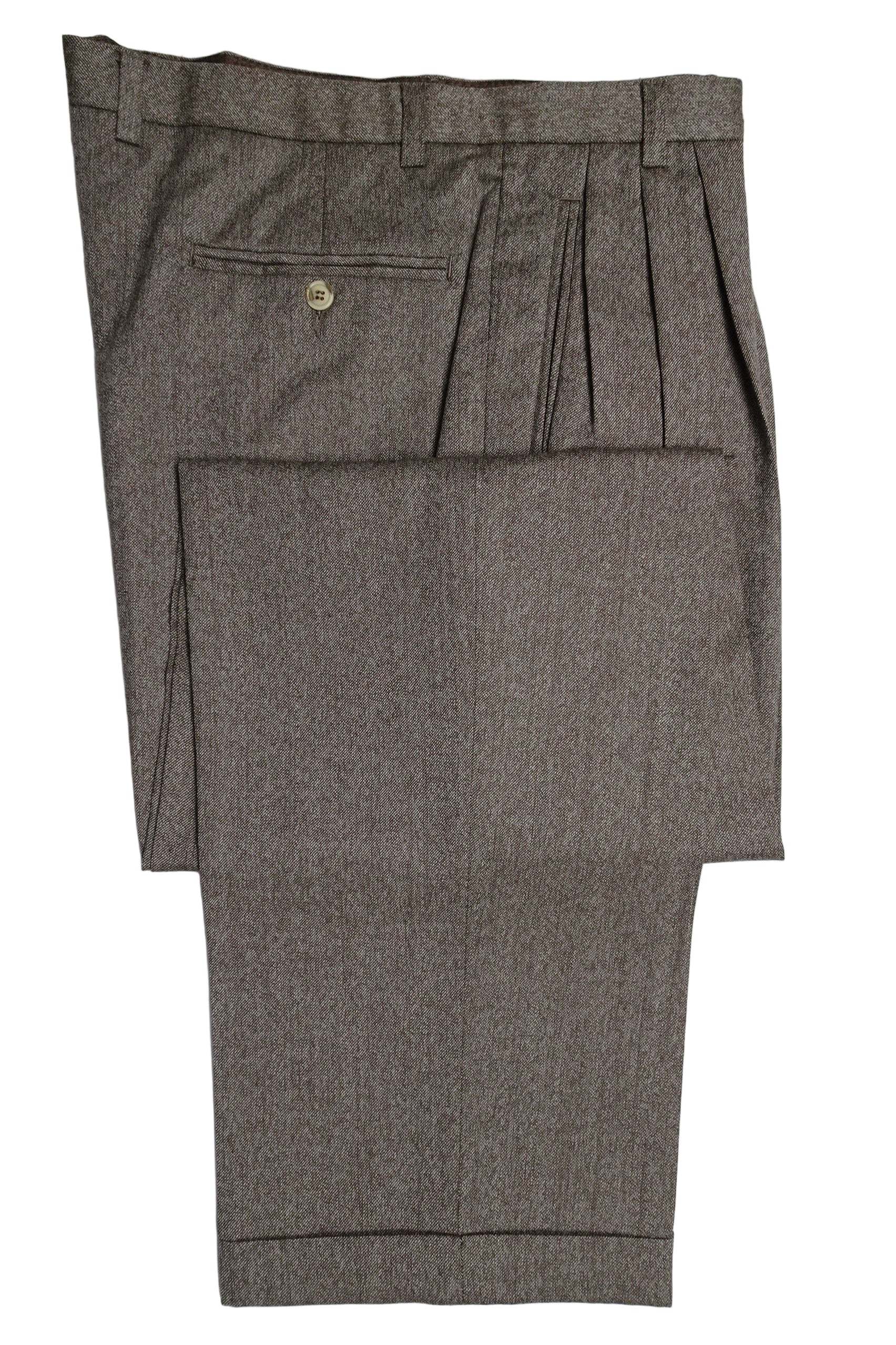 Mid Brown Smooth Wool Trousers EU46/W30