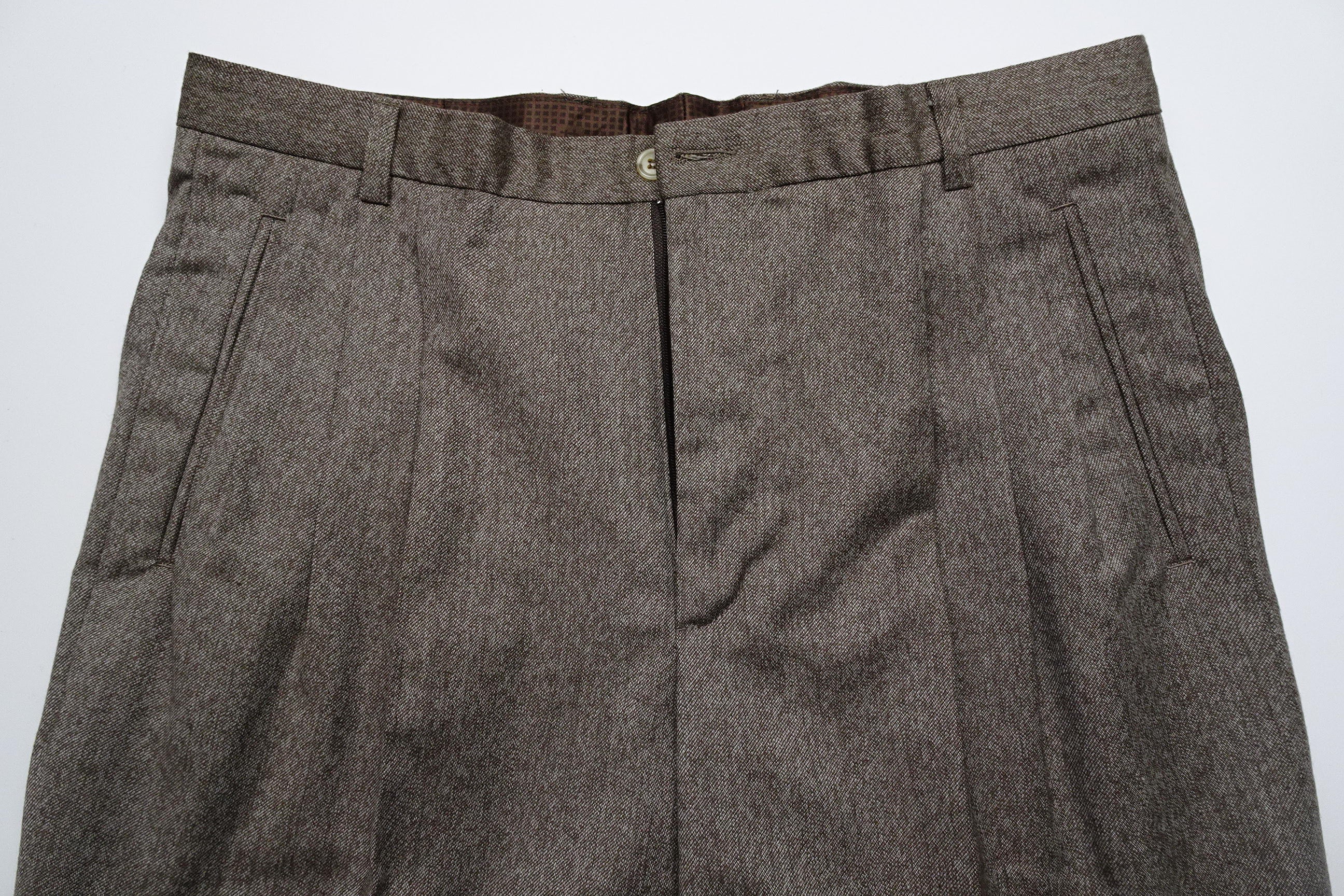 Mid Brown Worsted Wool Trousers EU50/W34