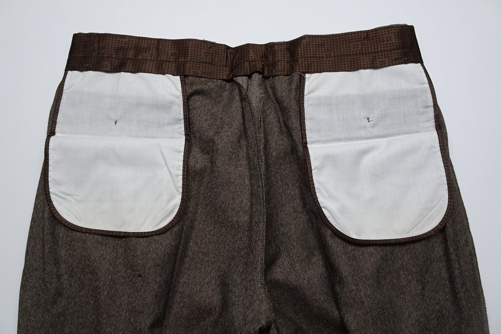 Mid Brown Worsted Wool Trousers EU50/W34